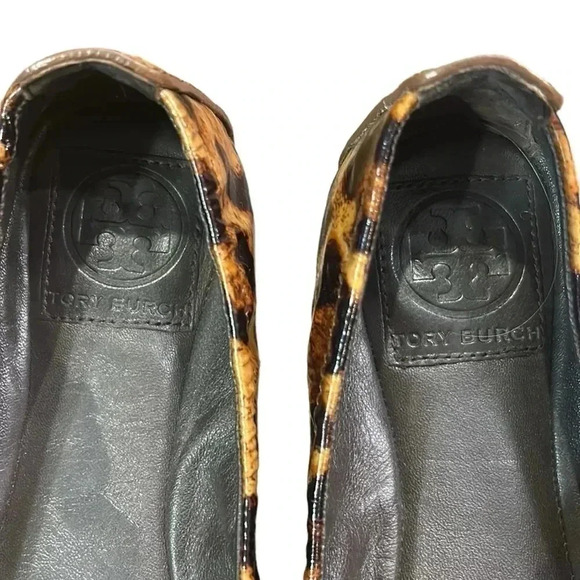 Tory Burch Eddie Patent Leather Leopard Animal Print Ballet Flats Women’s 7.5 - Picture 7 of 10
